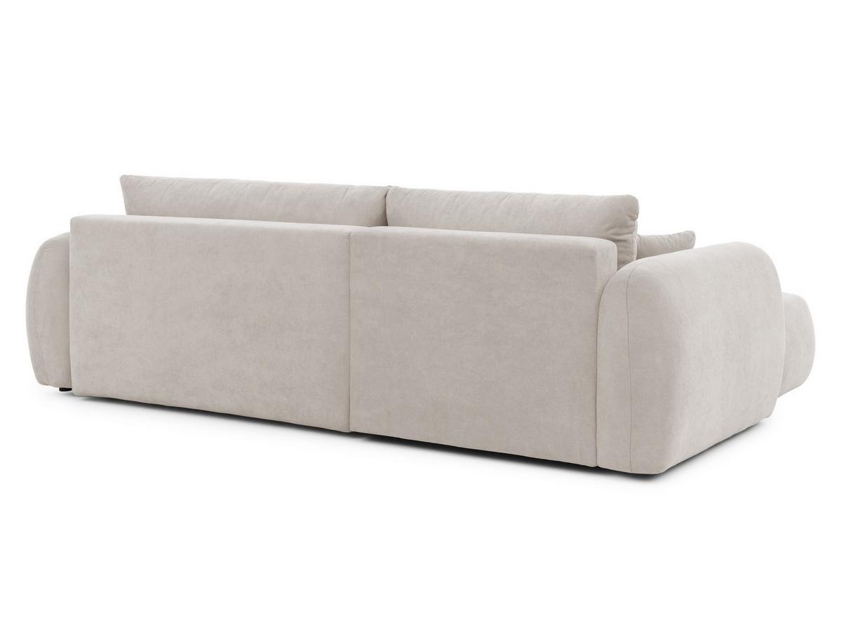 ECKSOFA Loretto aus natürlichem Beige Webstoff mit Schlaffunktion, Bettkasten und tiefen Steppungen in Bubble-Optik - Beige/Schwarz, Holz/Kunststoff (180/275cm) - S-Style