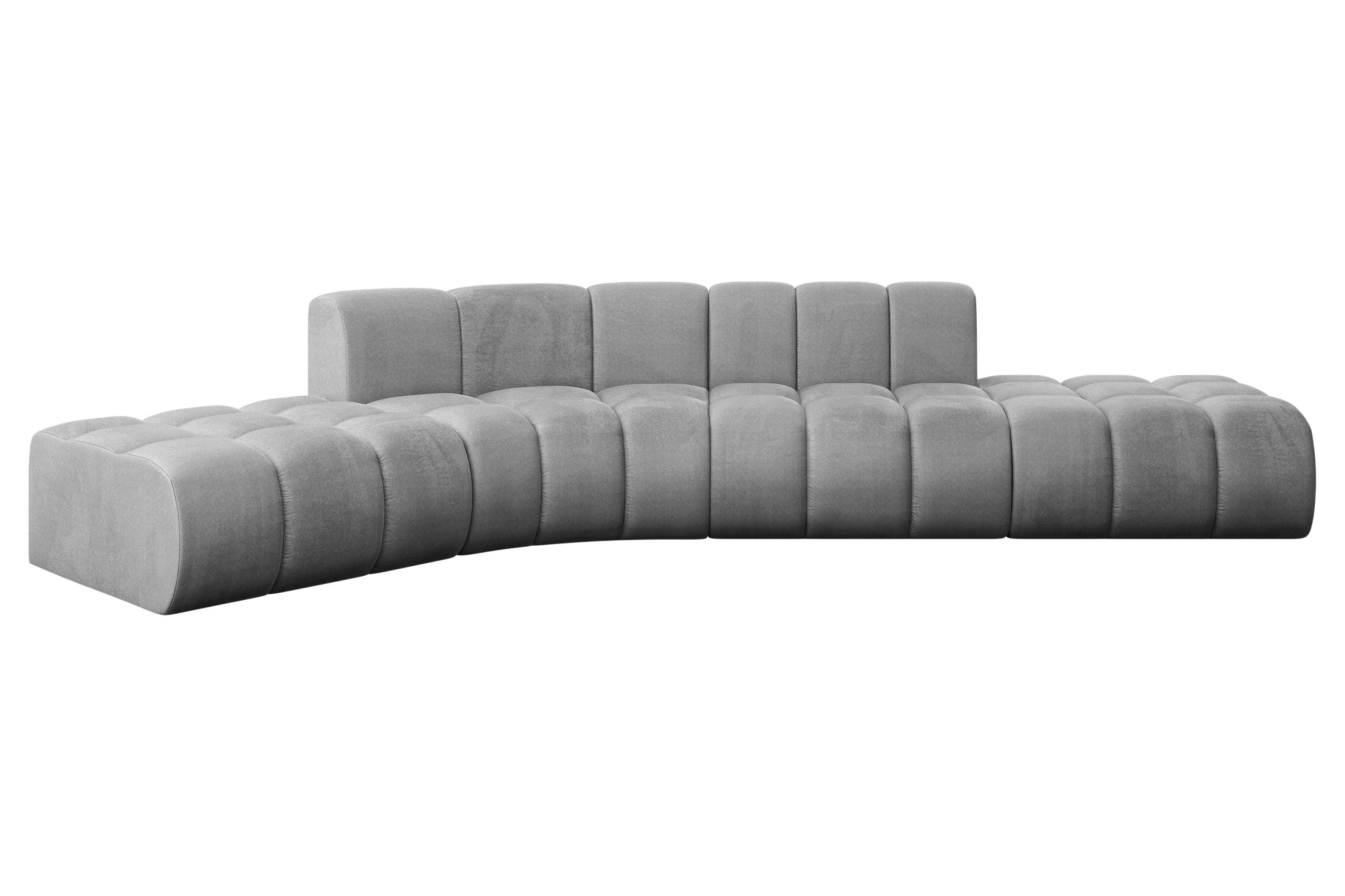 ECKSOFA modulares Sofa Solven-L1 - 380x174x70 cm Grau - Hellgrau, Holzwerkstoff/Textil (380/174cm) - ALTDECOR