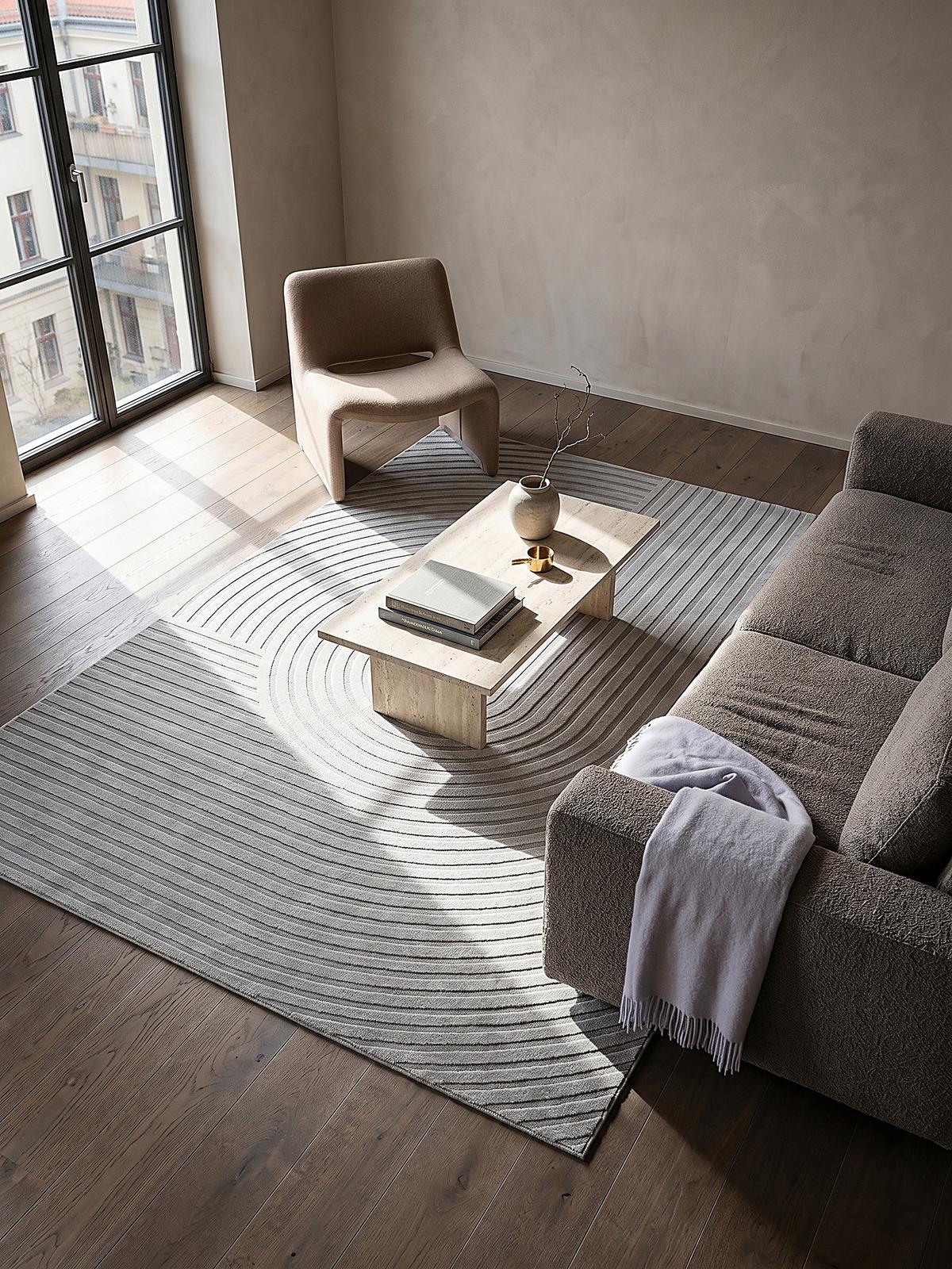 KURZFLORTEPPICH Geometrisch ERESMA Polyester Grau 140 x 200 cm - Grau, Textil (140/200cm) - KADIMA DESIGN