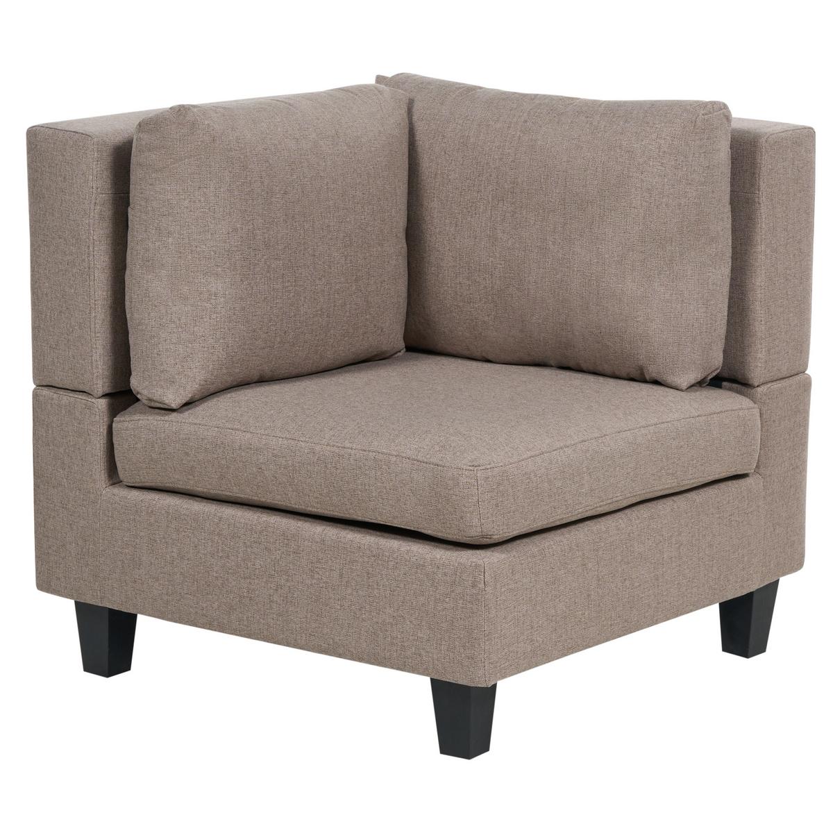 ECKFSOFA Modul 5-Sitzer rechtsseitig Braun Stoff mit Ottomane Unstad - Schwarz/Braun, Textil (228/228cm) - Beliani