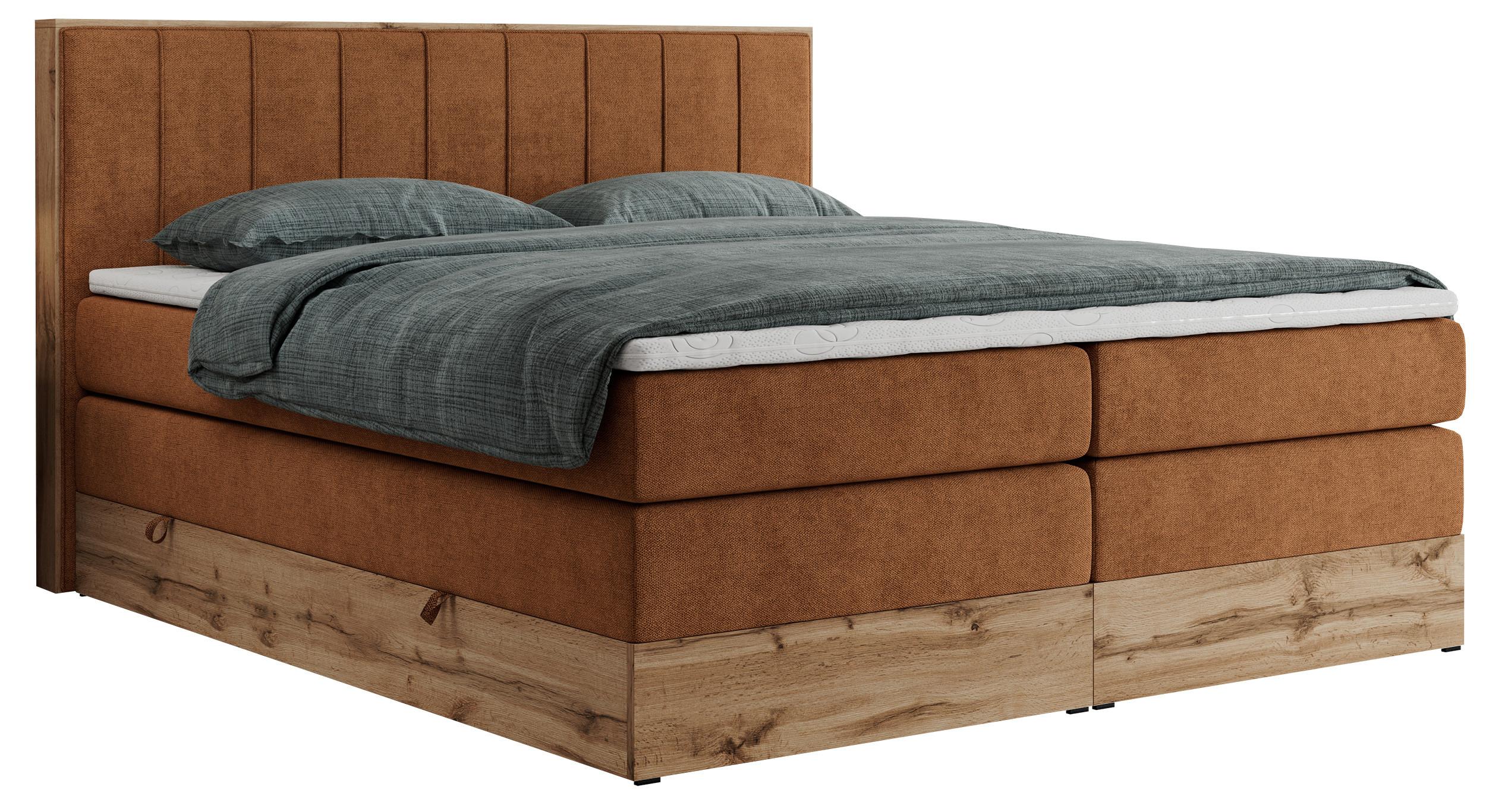 BOXSPRINGBETT BELLISSIMO KING 140/200 Orange Struktur - H3 - Orange, Holz/Textil (140/200cm) - MKS