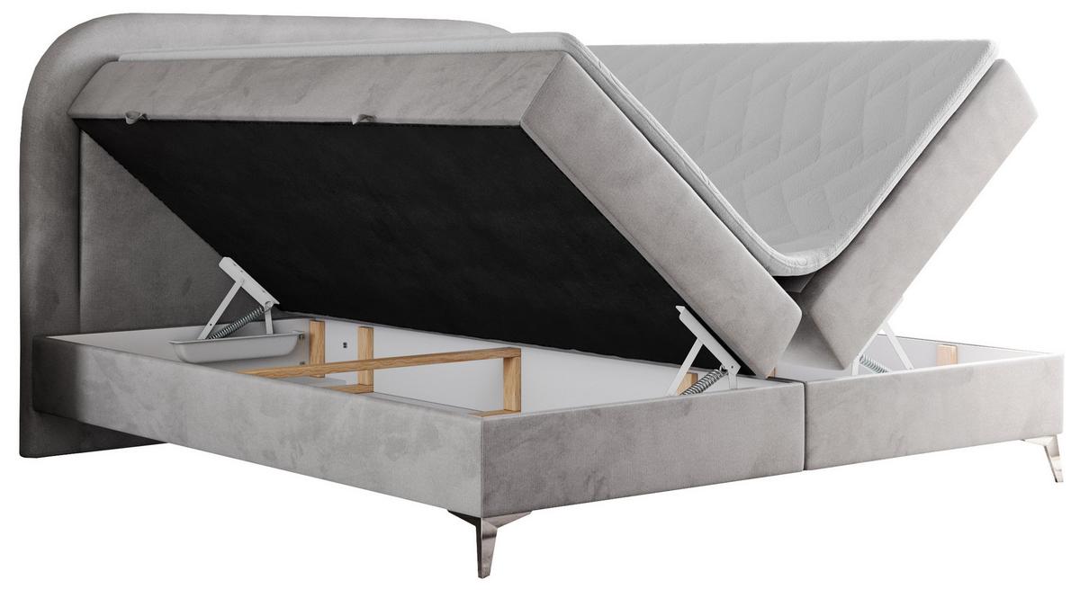 BOXBETT EIRA 140/200 Hellgrau Velvet - H3 - Silberfarben/Hellgrau, Holz/Textil (140/200cm) - MKS