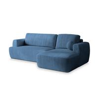 ECKSOFA SENTI P R-S Blau Kordstoff mit Schlaffunktion - Blau/Schwarz, Holz/Kunststoff (246/148cm) - MASSENO