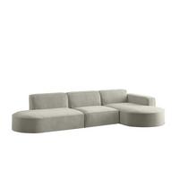 ECKSOFA Palma In Noel - Hellgrau, Holzwerkstoff/Textil (296/165cm) - Fun Möbel