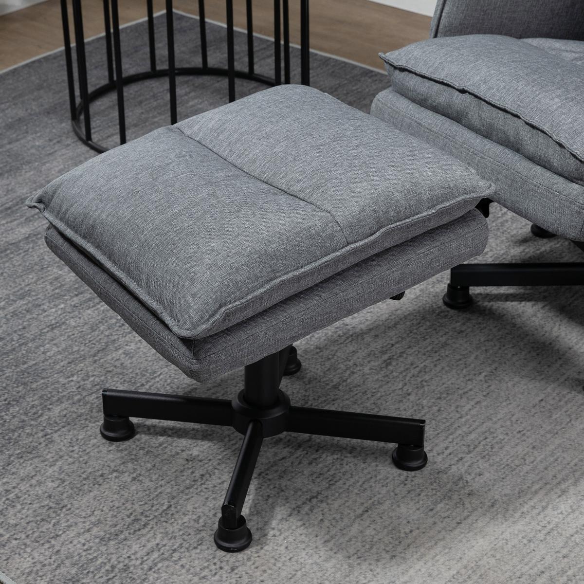 MASSAGESESSEL mit Fußhocker, Elektrischer Fernsehsessel mit Leinenoptik Grau - Grau, Kunststoff (93/99/78cm) - HOMCOM
