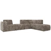 ECKSOFA NOARA 6M L Hellbraun Cord - Rechts - Hellbraun/Schwarz, Kunststoff/Textil (355/244cm) - MKS
