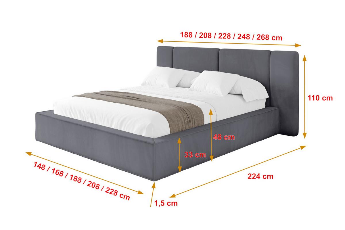 POLSTERBETT mit Bettkasten und Lattenrost, Bett mit Matratze H3/H4 - RIVO 120x200 Dunkelgrau - Dunkelgrau, Holzwerkstoff/Textil (120/200cm) - ALTDECOR