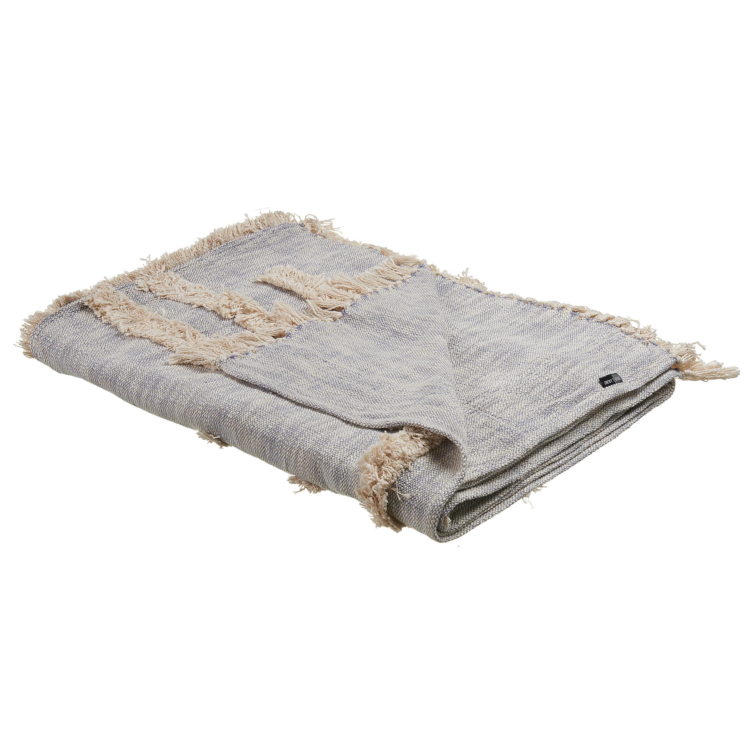 DECKE Beige Hospet 130/180 cm - Beige/Grau, Naturmaterialien/Textil (130/180cm) - Beliani
