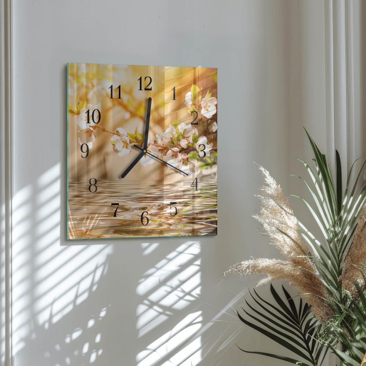 WANDUHR aus Glas 30x30 cm - Blumen - Multicolor, Glas (30/30/0.4cm) - TULUP