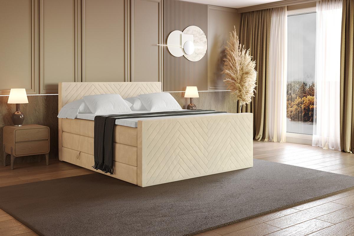BOXSPRINGBETT mit Matratze und Lattenrost - VEXA-Z KING-200x200 - Beige Monolith - Beige, Holzwerkstoff (200/200cm) - ALTDECOR