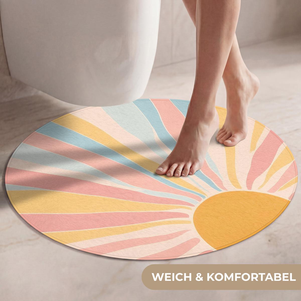 WC-VORLEGER Illustration - Sonne - Pastellfarben Toilettenteppich 70x70 cm - Pastellblau, Textil (70/1cm) - OnlyWow