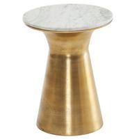 BEISTELLTISCH – Rund Marmor Weiß Metall Gold 35x35x45 cm - Goldfarben/Weiß, Metall (35/35/45cm) - KADIMA DESIGN