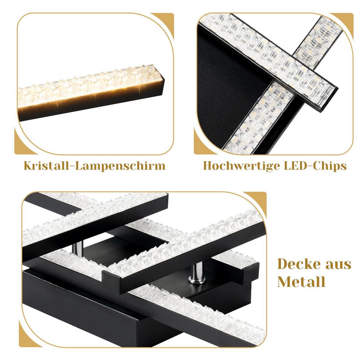 LED-DECKENLEUCHTE Wagner 46/46/6 cm - Schwarz, Metall (46/46/6cm) - Nettlife
