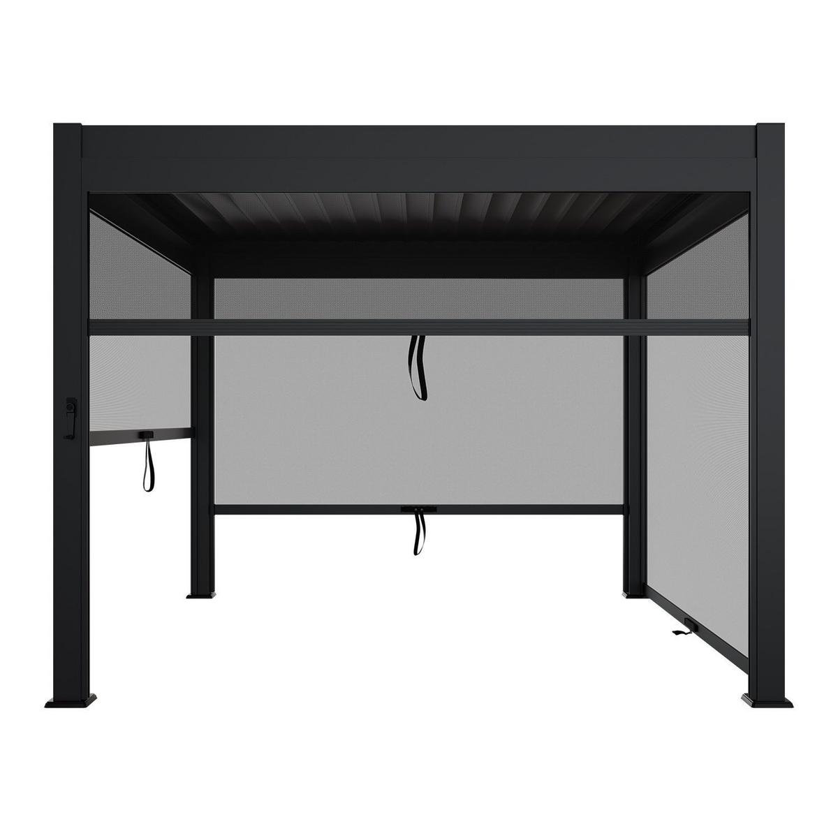LAMELLENDACH Tahiti mit Seitenwand 3x3 m anthrazit - Anthrazit, Metall (300/240/300cm) - Juskys