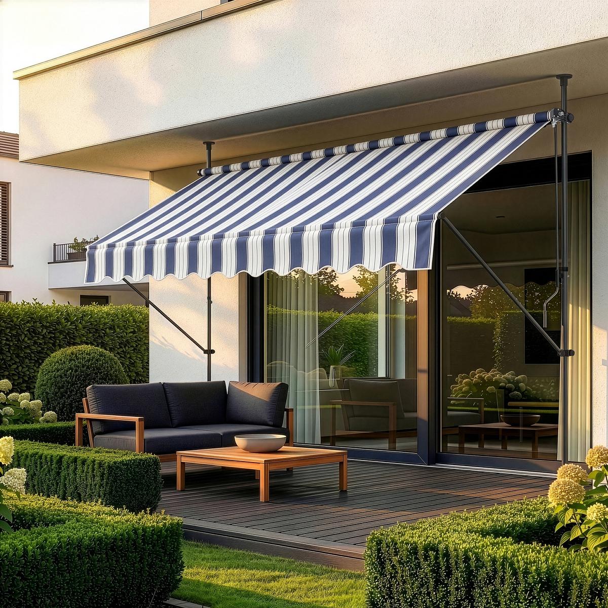 KLEMMMARKISE Stem - Dunkelblau/Weiß, Textil/Metall (200/309/120cm) - pro.tec
