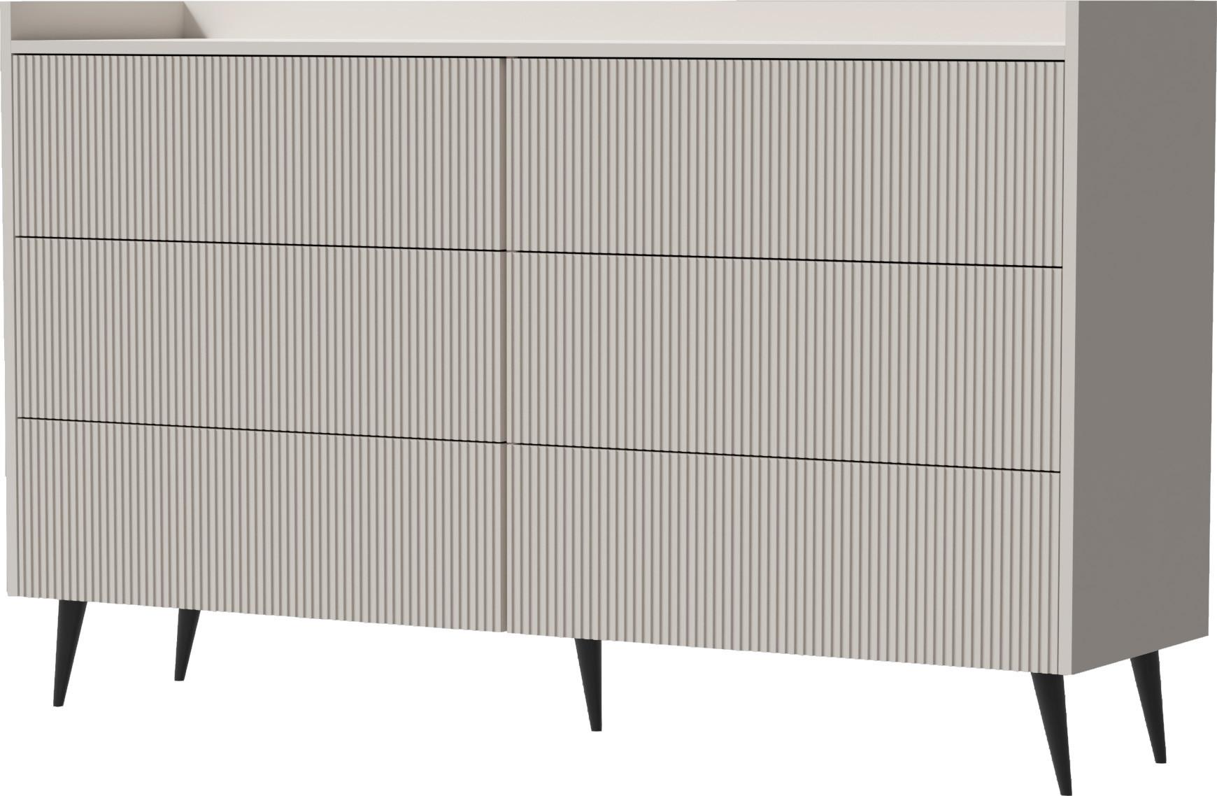 KOMMODE Arysa in Beige Kaschmir 92/150/41 cm - Kaschmir/Beige, Holzwerkstoff/Metall (150/92/41cm) - WFL GROUP