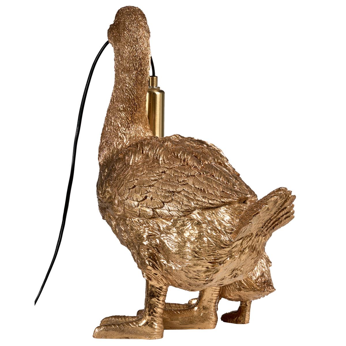 TISCHLAMPE Ente Gold Daffy - Messingfarben/Goldfarben, Kunststoff (33/21/40cm) - Beliani