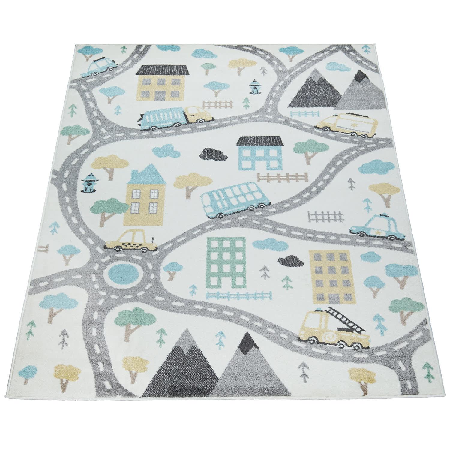KINDERTEPPICH, mit Straßen-Motiv, Creme, 133 x 190 cm - Beige, Textil (133/190cm) - KADIMA DESIGN