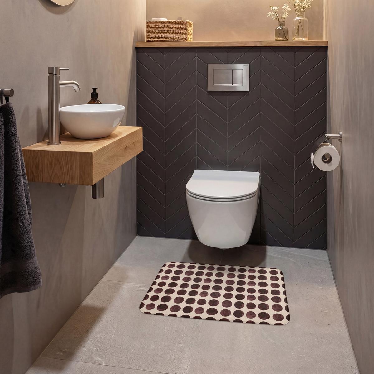 WC-VORLEGER Polka dots - Muster - Braun Toilettenvorleger 60x40 cm - Bordeaux, Textil (60/1cm) - OnlyWow