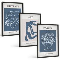 BILDER SET 3er Set - 40x60 cm Schwarzer Rahmen - Matisses stilvolle abstrakte Muster - Schwarz, Kunststoff (40/60cm) - TULUP