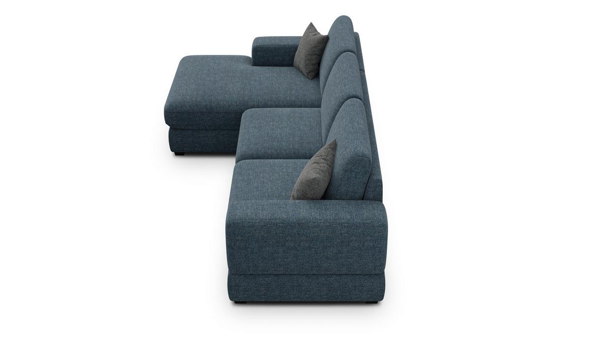 ECKSOFA OTTO 4-Sitzer, marineblau - Blau/Schwarz, Holz/Textil (279/159cm) - Wozimo