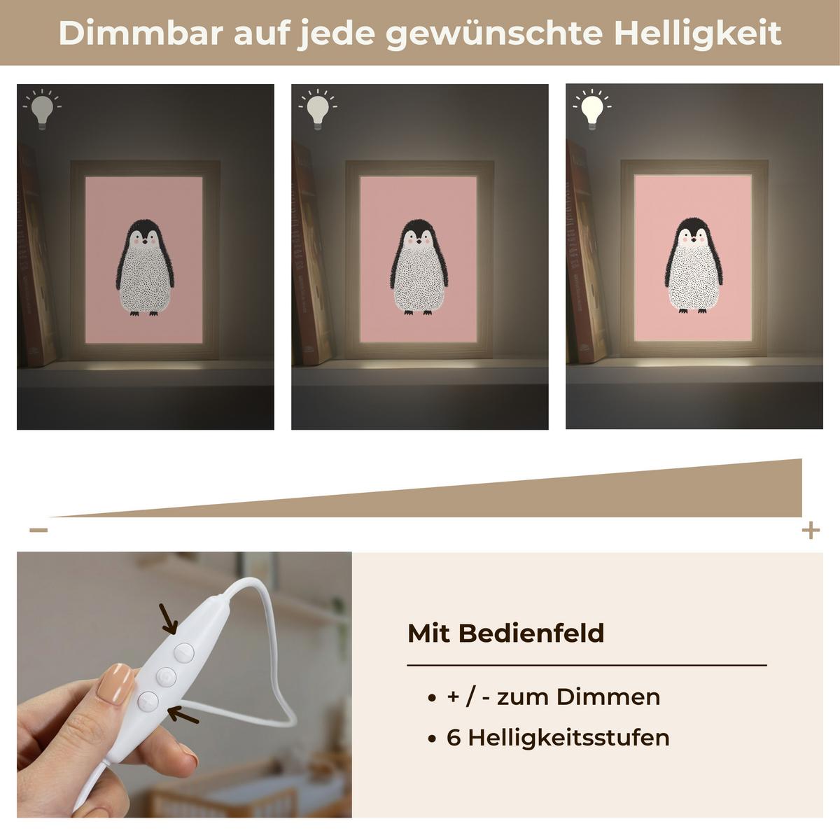 NACHTTISCHLAMPE Pinguin - Punkte - Minimalistisch - Rosa 15x20 cm - Rosa, Holzwerkstoff (8/15/20cm) - OnlyWow