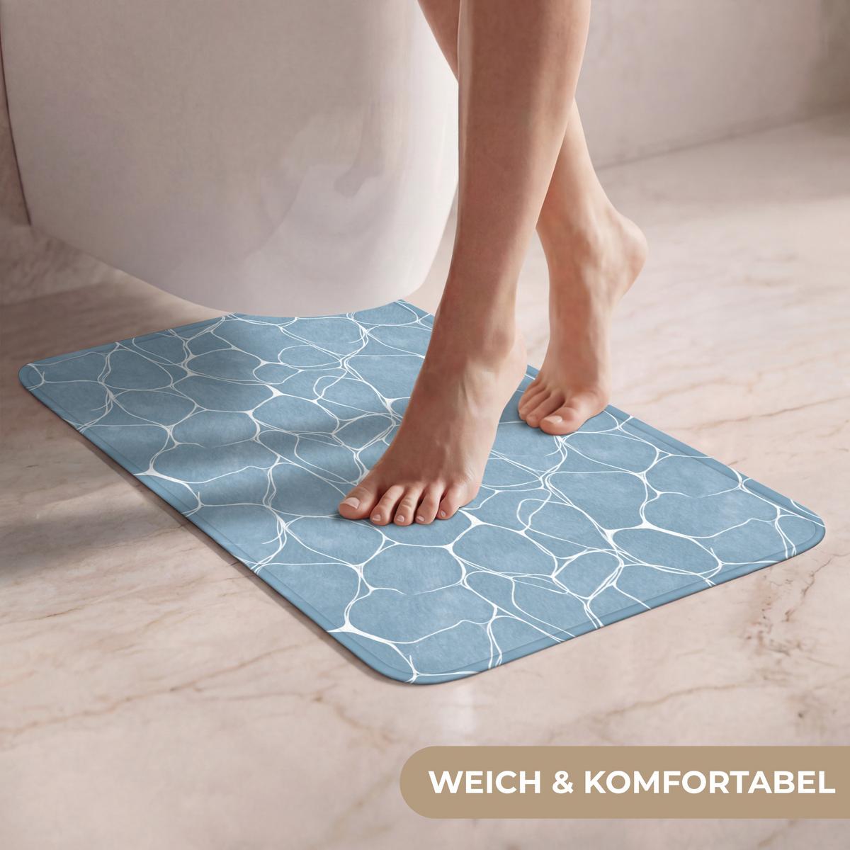 WC-VORLEGER Organisch - Muster - Blau WC Teppich 40x60 cm - Hellblau, Textil (40/1cm) - OnlyWow