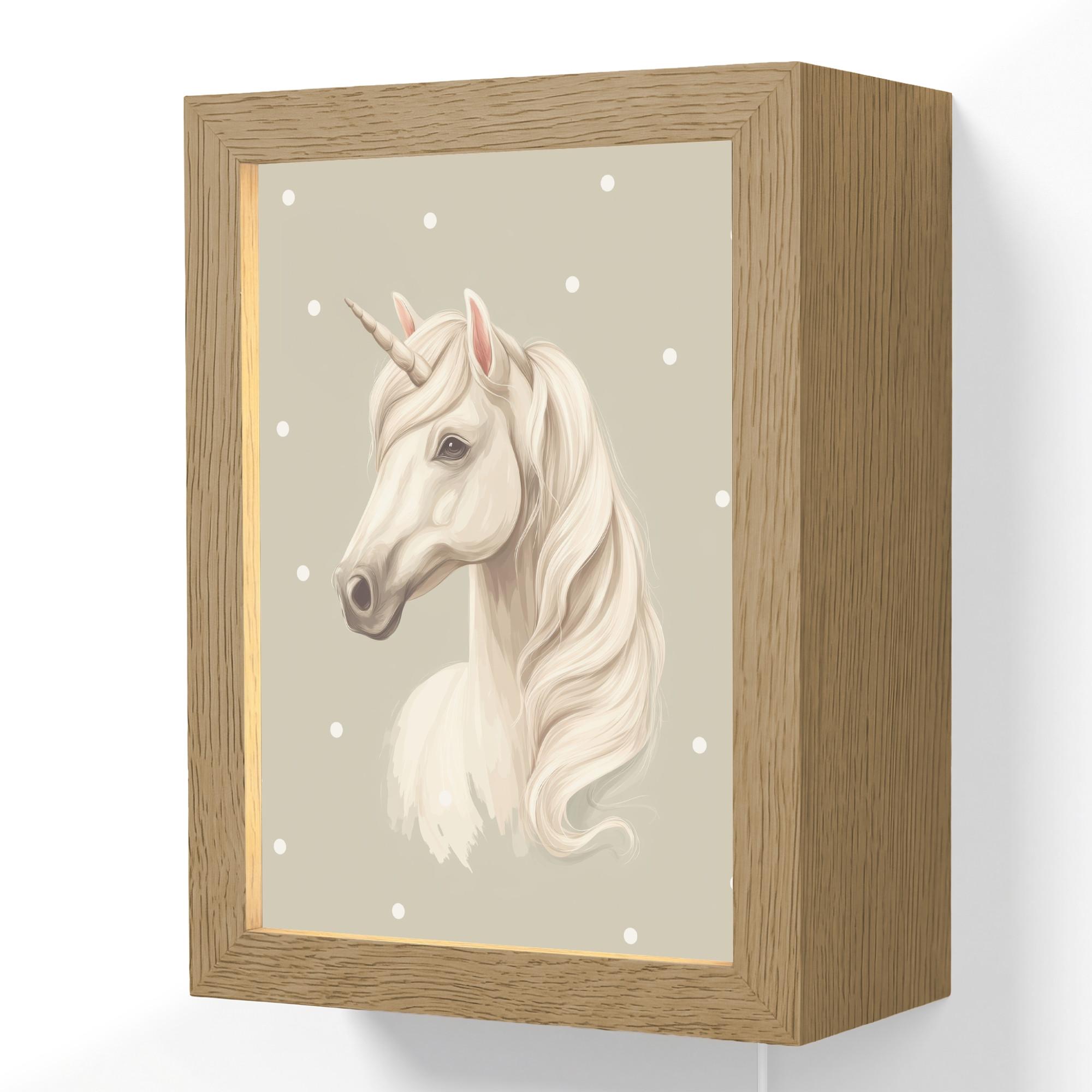 WANDLEUCHTE Einhorn - Weiß - Punkte 15x20 cm - Taupe, Holzwerkstoff (15/20/8cm) - OnlyWow