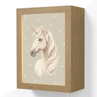 WANDLEUCHTE Einhorn - Weiß - Punkte 15x20 cm - Taupe, Holzwerkstoff (15/20/8cm) - OnlyWow