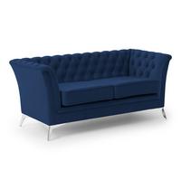 CHESTERFIELD-SOFA 2-sitzer Whitby Marineblau Samt mit silbernen Füßen - Silberfarben/Dunkelblau, Holz/Textil (175/78/82cm) - S-Style Möbel