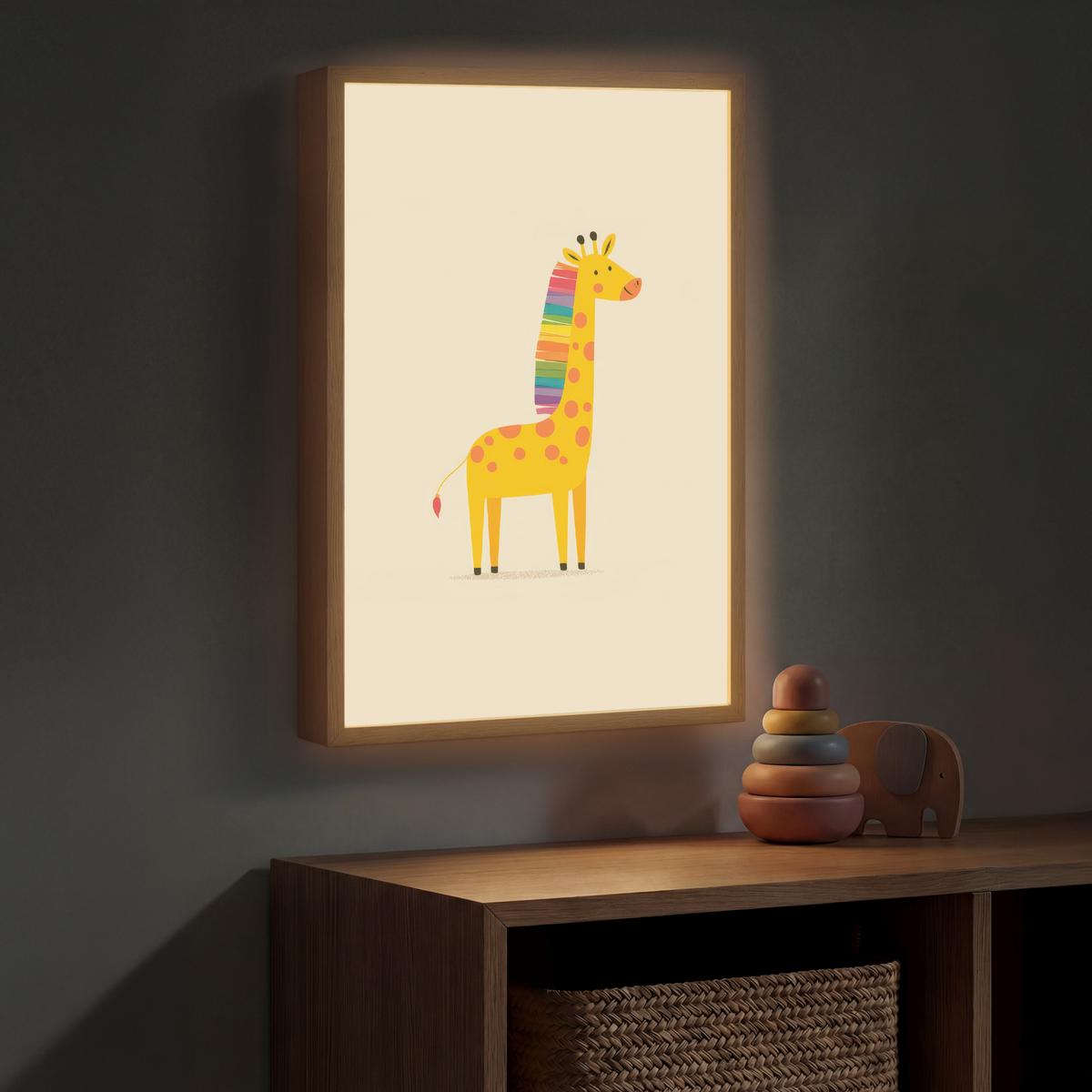 NACHTTISCHLAMPE MIT AKKU Giraffe - Regenbogenmähne - Beige 40x60 cm - Beige, Holzwerkstoff (8/40/60cm) - OnlyWow