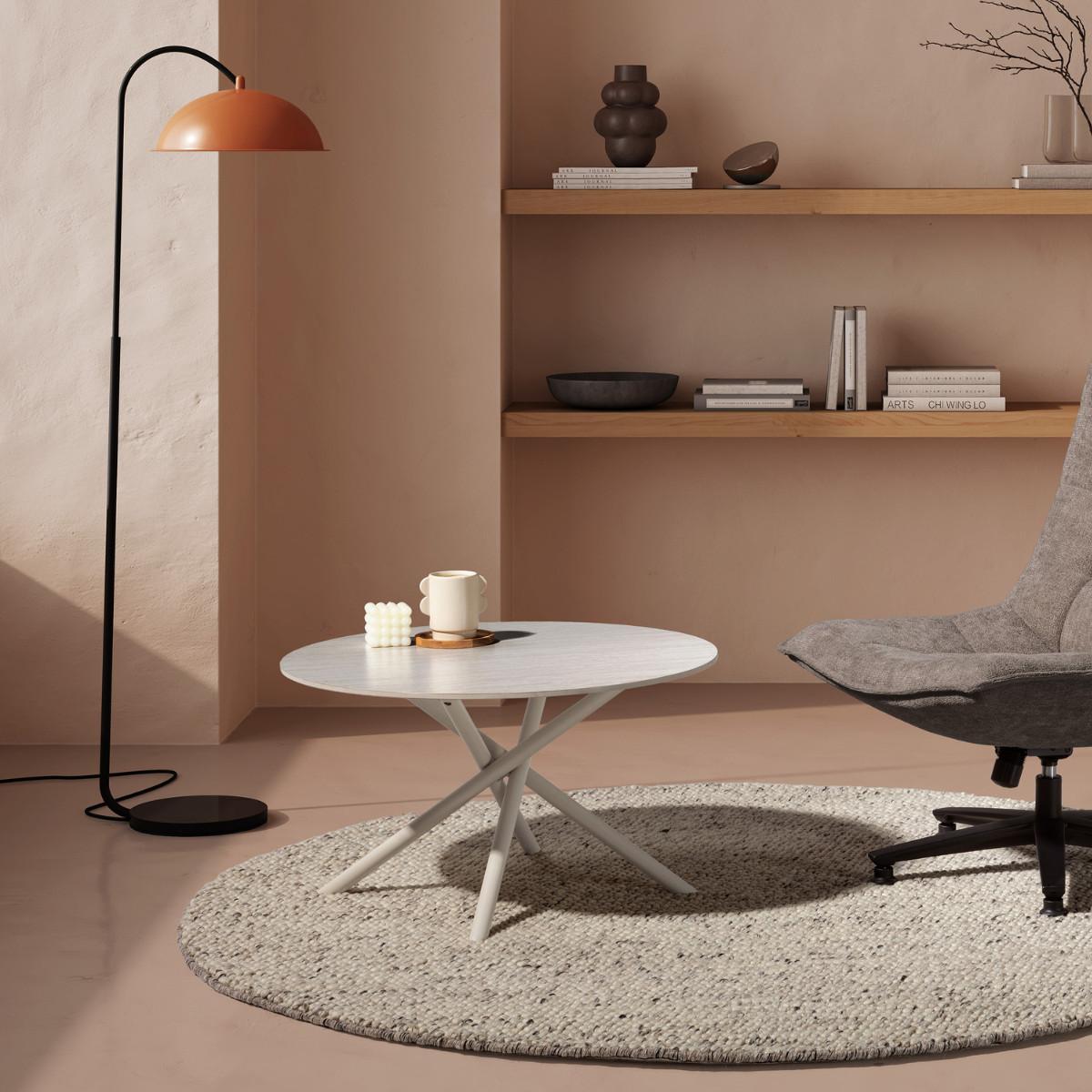 COUCHTISCH mit Metallbeinen 80/45/80 cm - Beige, Metall (90/80/45cm) - Calicosy