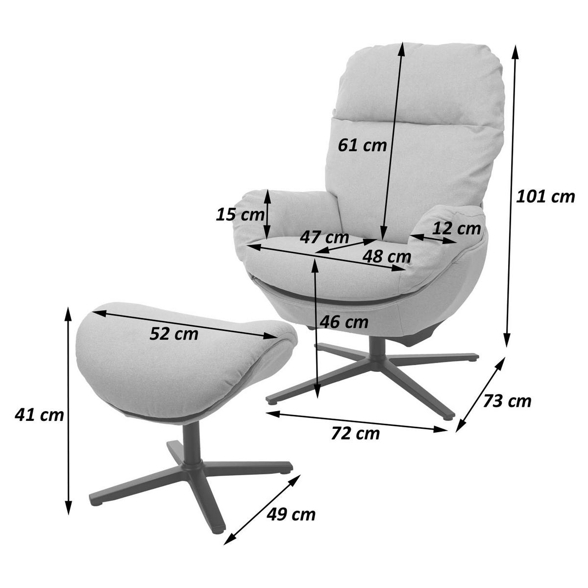 RELAXSESSEL + HOCKER Braun - Braun, Textil (72/101/73cm) - MCW