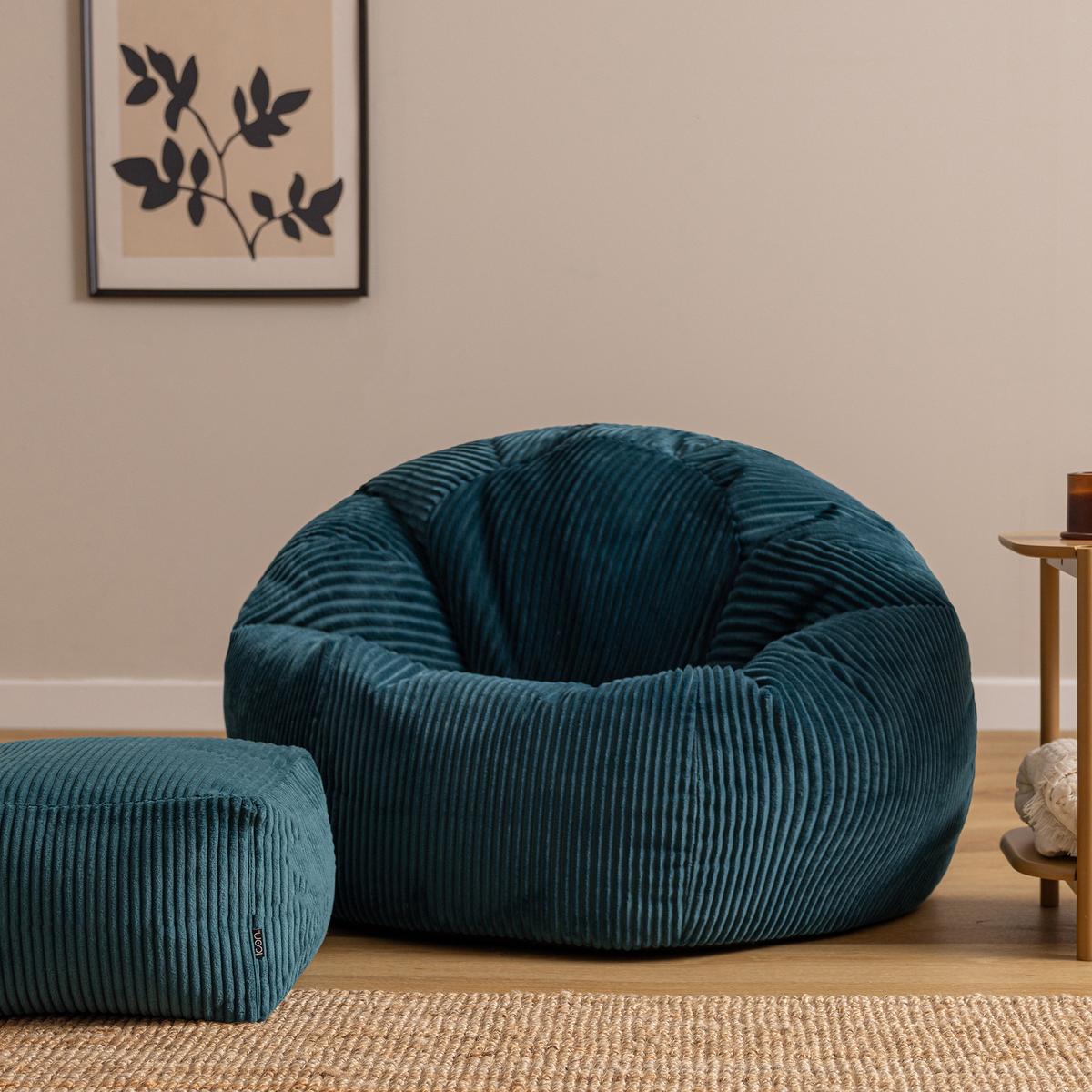 SITZSACK mit Hocker Kingston XXL - Dunkelgrün, Textil (92/52/92cm) - icon