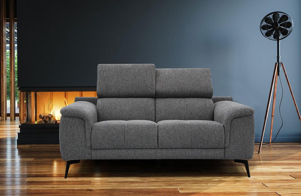 SOFA FIERO 2-Sitzer, dunkelgrau - Dunkelgrau/Schwarz, Holzwerkstoff/Textil (170/82/103cm) - Wozimo