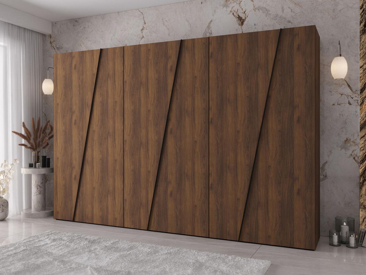 DREHTÜRENSCHRANK Zen 300 cm - Nussbaumfarben/Schwarz, Holzwerkstoff/Kunststoff (300/202/50cm) - MIRJAN24
