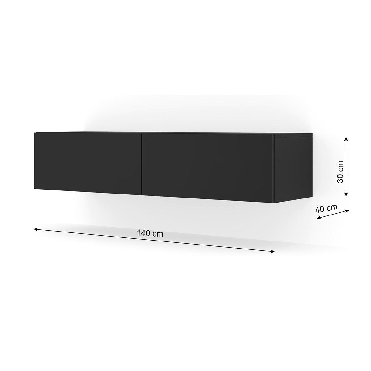 TV-MÖBEL Bali Mattschwarz - Schwarz, Holzwerkstoff (140/30/40cm) - Petits-meubles