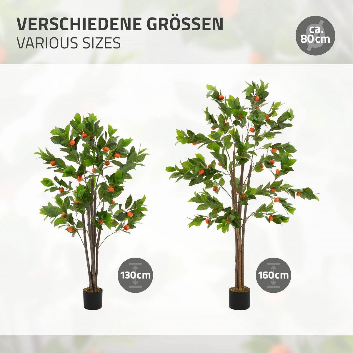 KUNSTPFLANZE Orangenbaum 160 cm aus Kunststoff - Orange/Grün, Kunststoff/Textil (160cm) - ML-DESIGN