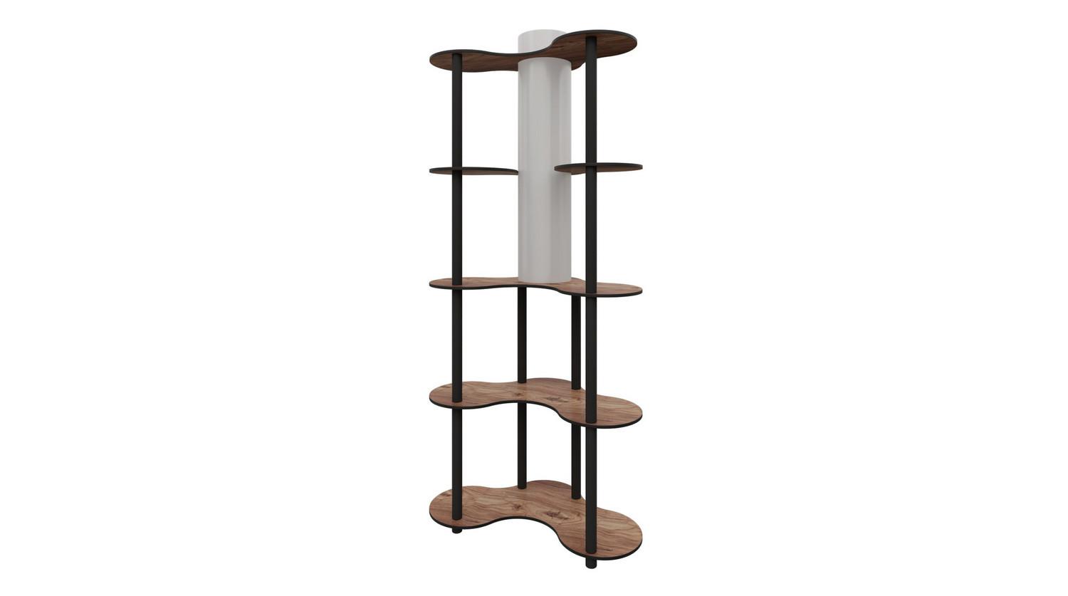 STEHLAMPE ALUNA Walnuss Dekor Holz - Nussbaumfarben, Holz (17/17/150cm) - KAWOLA