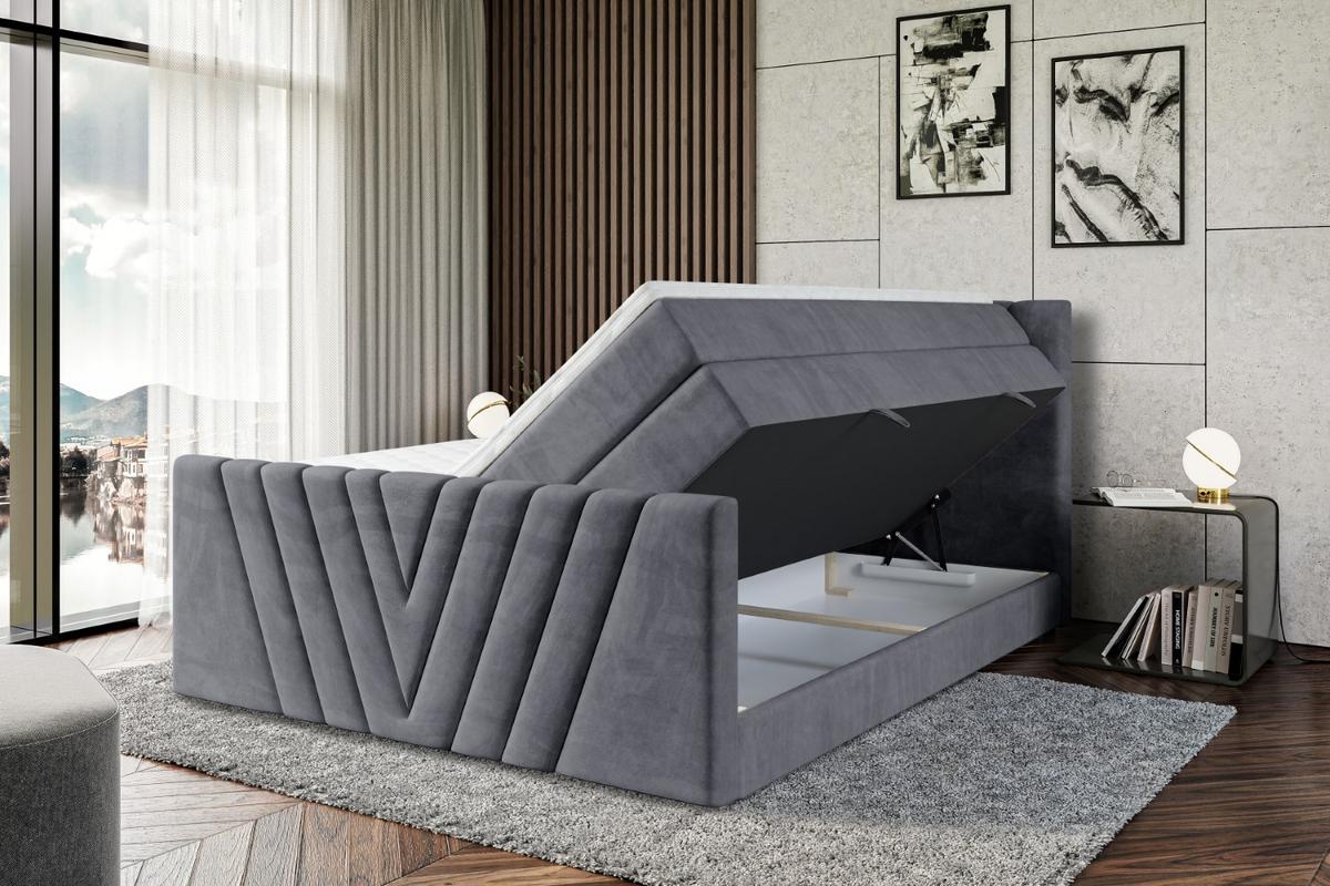 BOXSPRINGBETT ERNINA-Z KING - 140x200 - H3/H4 - Dunkelgrau - Dunkelgrau, Holzwerkstoff (140/200cm) - ALTDECOR