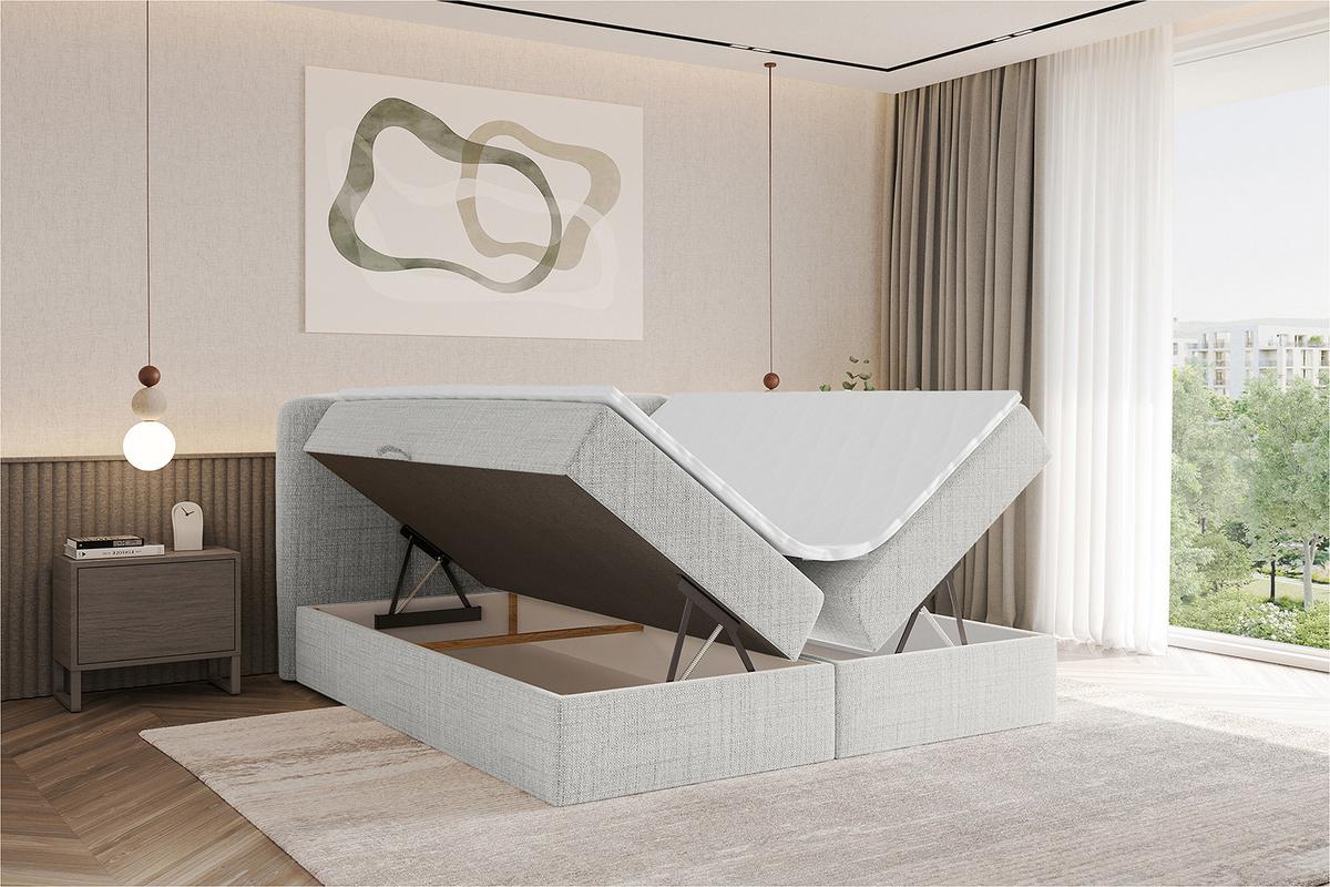 BOXBETT mit Matratze H3 - NINA - 120x200 cm - Hellgrau - Hellgrau, Holzwerkstoff (120/200cm) - ALTDECOR