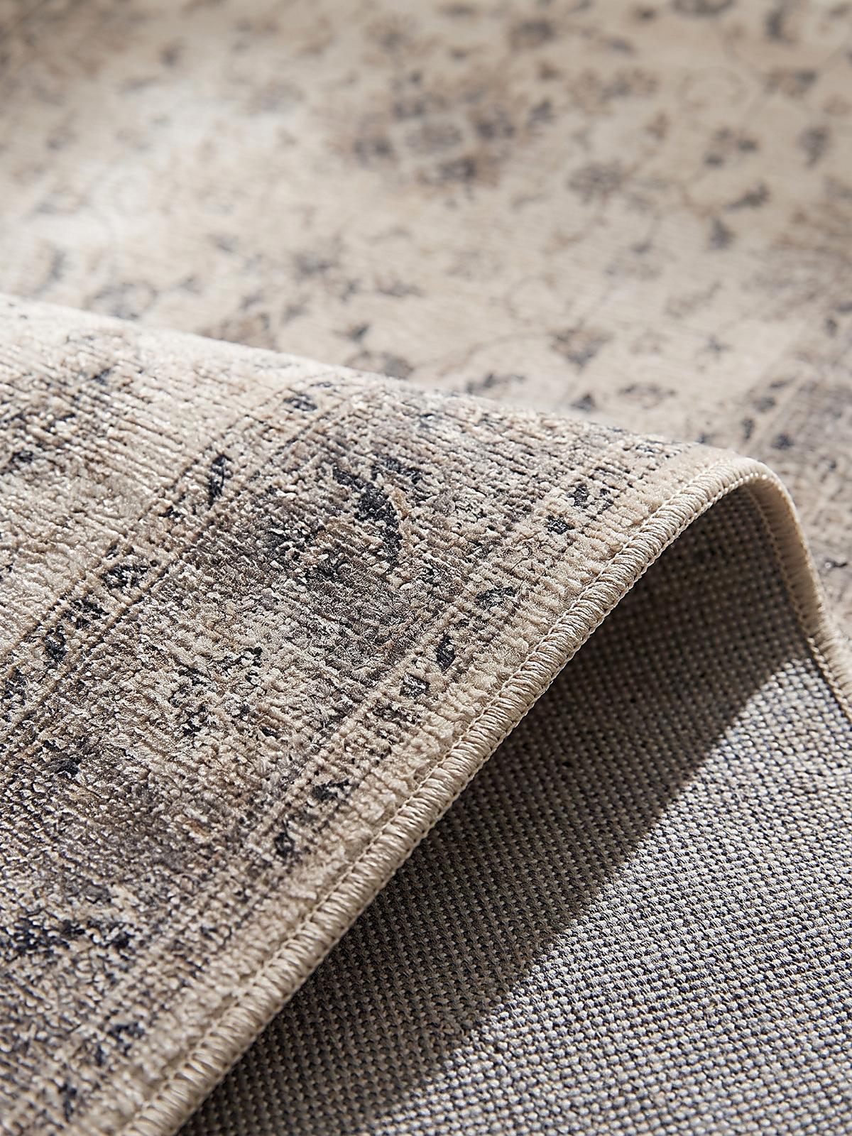 LÄUFER waschbar, mit floralen Ornamenten, aus Polyester, VERNANTE in Beige-Grau, 80 x 250 cm - Beige, Textil (80/250cm) - KADIMA DESIGN
