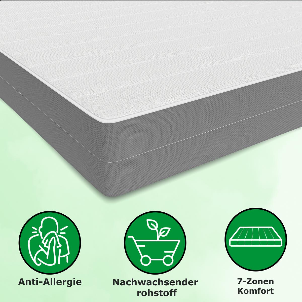 KALTSCHAUMMATRATZE 7 Zonen Bett Matratze Höhe 17 cm 120 x 190 cm - Weiß, Textil (120/190cm) - Schlaftroll