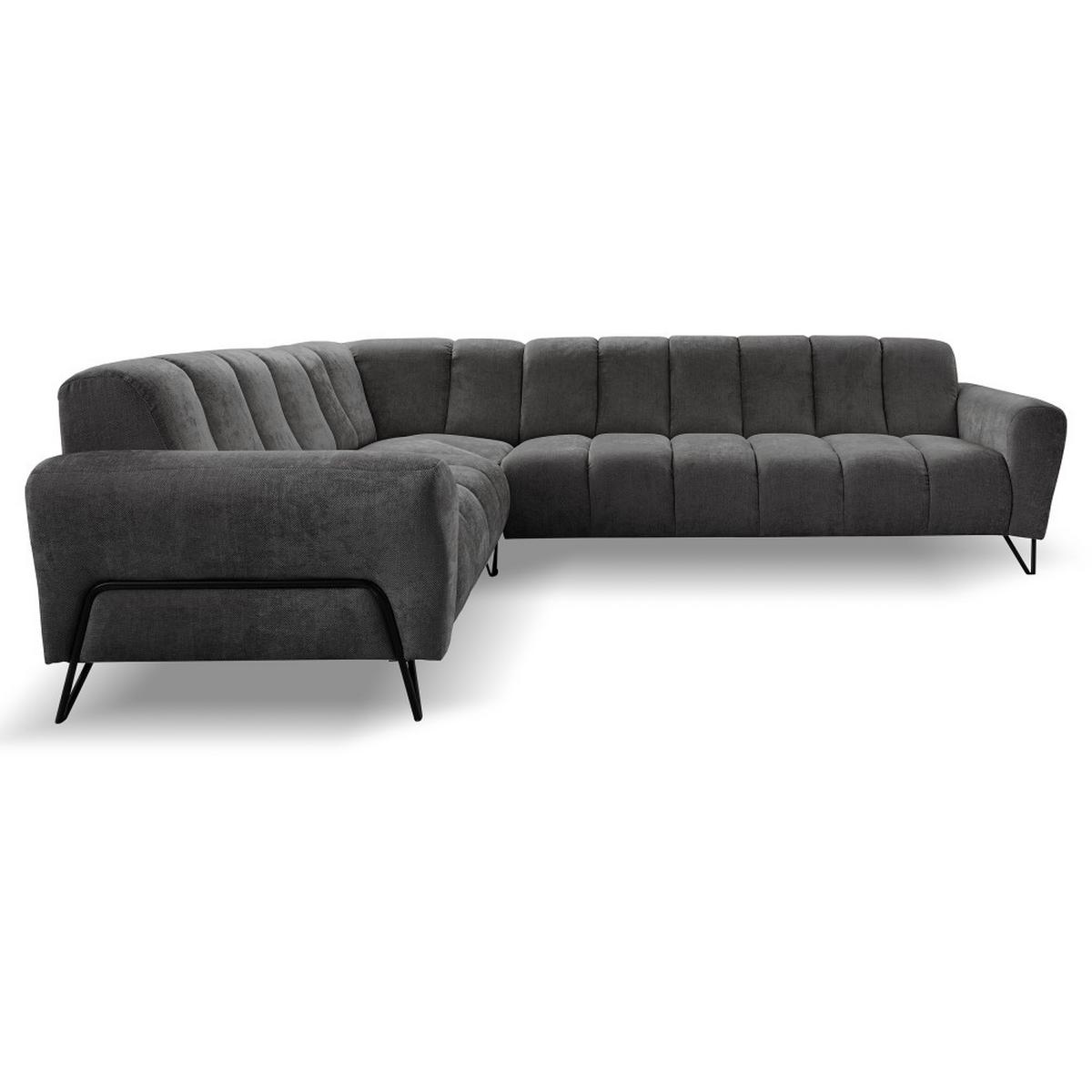 ECKSOFA Volare ohne Schlaffunktion Anthrazit rechts - Anthrazit/Schwarz, Textil/Metall (295/235cm) - Beautysofa