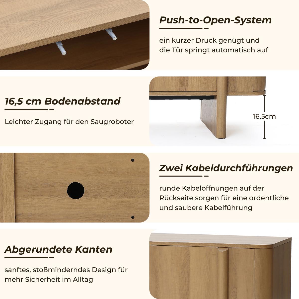 TV-SCHRANK Modern im Lowboard-Design,Eichenfarben,Holzoptik | B160 x T40 x H50 cm - Eichefarben, Holz (160/50/40cm) - Hometopia