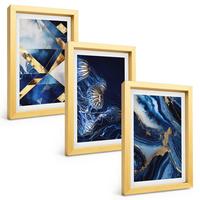 BILDER SET 3er Set - 20x30 cm Goldrahmen - Abstrakte, elegante Muster - Goldfarben, Kunststoff (20/30cm) - TULUP