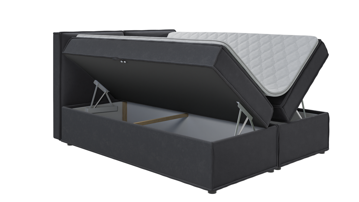 BOXBETT Eclipse 160/200 cm Graphit Luxusmicrofaser - Graphitfarben/Schwarz, Holz/Kunststoff (160/200cm) - S-Style Möbel