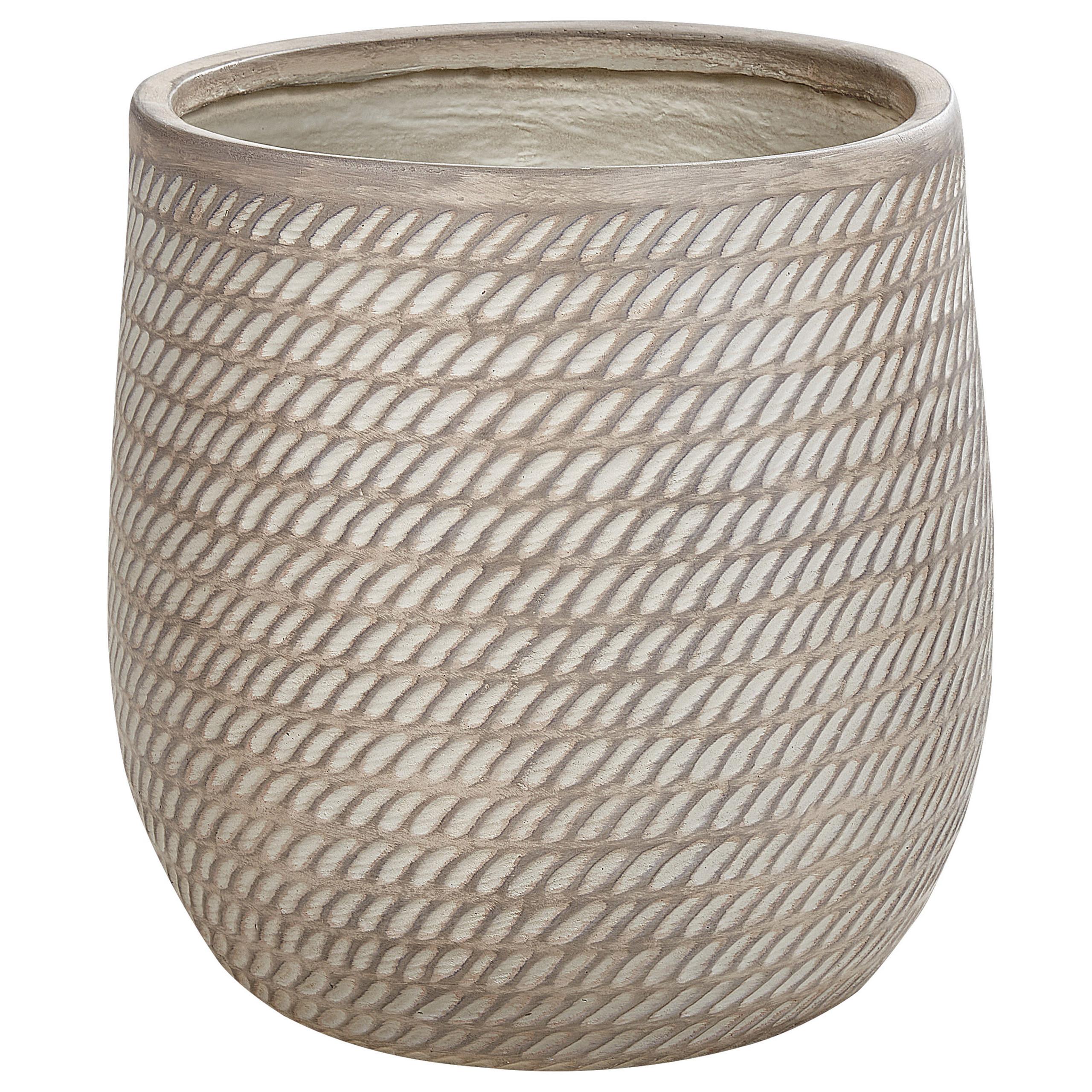 BLUMENTOPF taupe rund 39/39/44 cm Livadia - Beige, Naturmaterialien (44cm) - Beliani