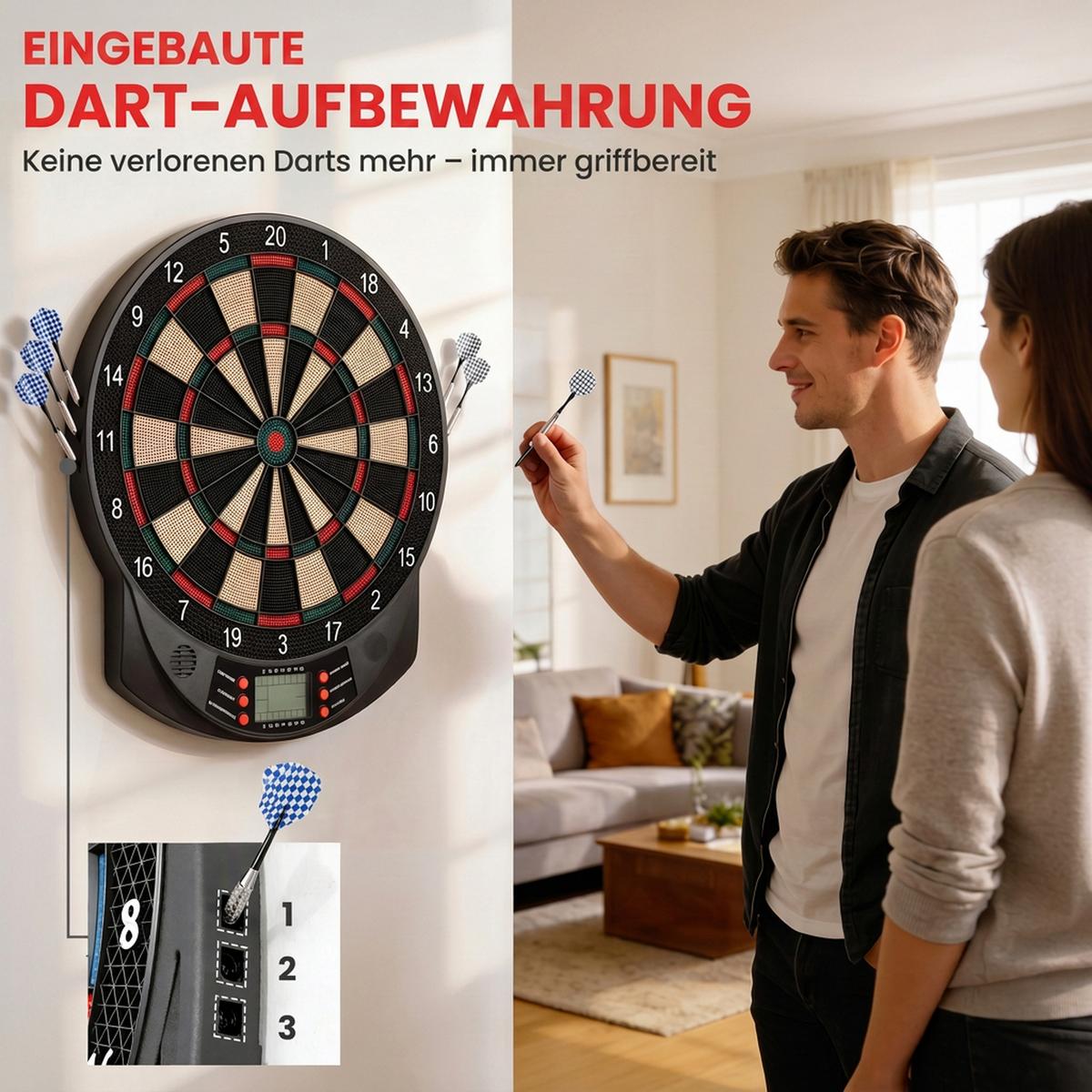 ELEKTRONISCHE Dartscheibe - Schwarz, Kunststoff (39.5/44cm) - HOMCOM