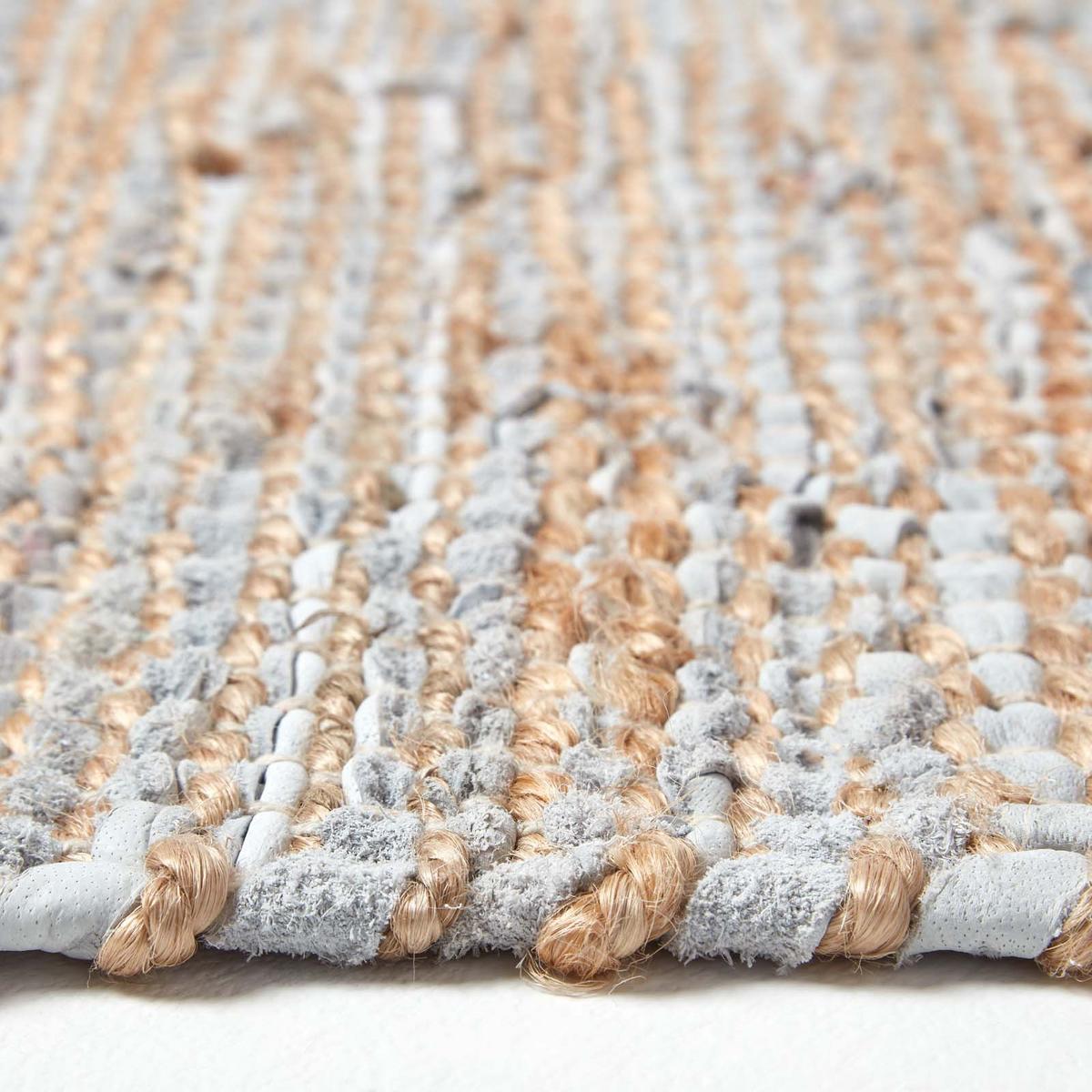 TEPPICHLÄUFER Madras, Leder & Hanf 66/200 cm - Naturfarben, Leder (66/200cm) - Homescapes